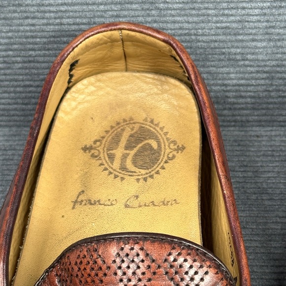 Franco Cuadra Perforated Leather Driving Loafers Cognac Brown Exotic Trim main image 6